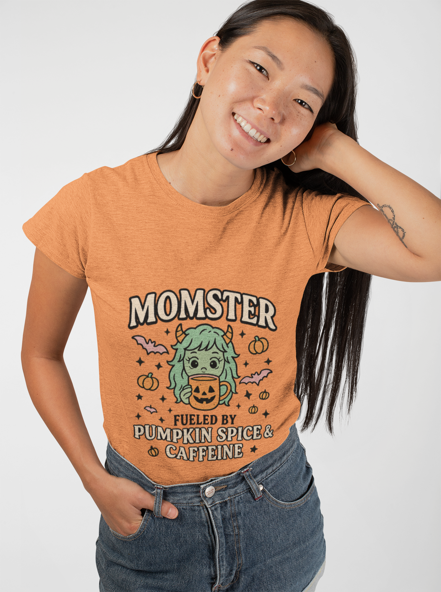 Momster Fueled by Pumpkin Spice & Caffeine – Halloween T-Shirt