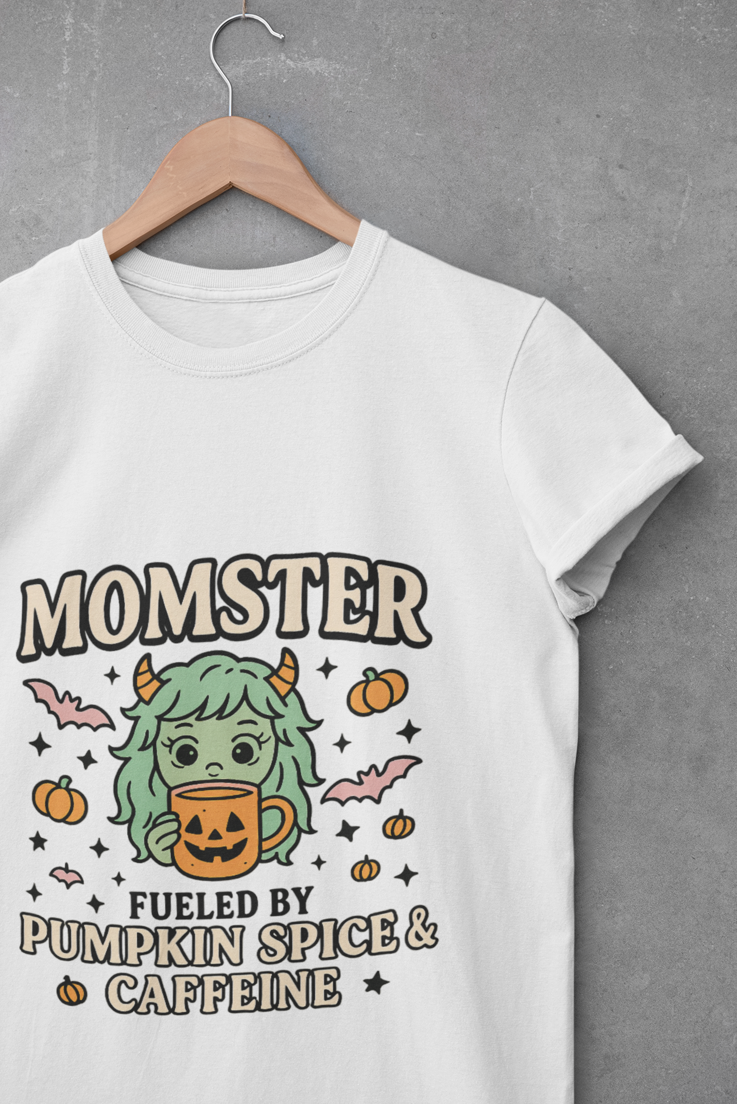 Momster Fueled by Pumpkin Spice & Caffeine – Halloween T-Shirt