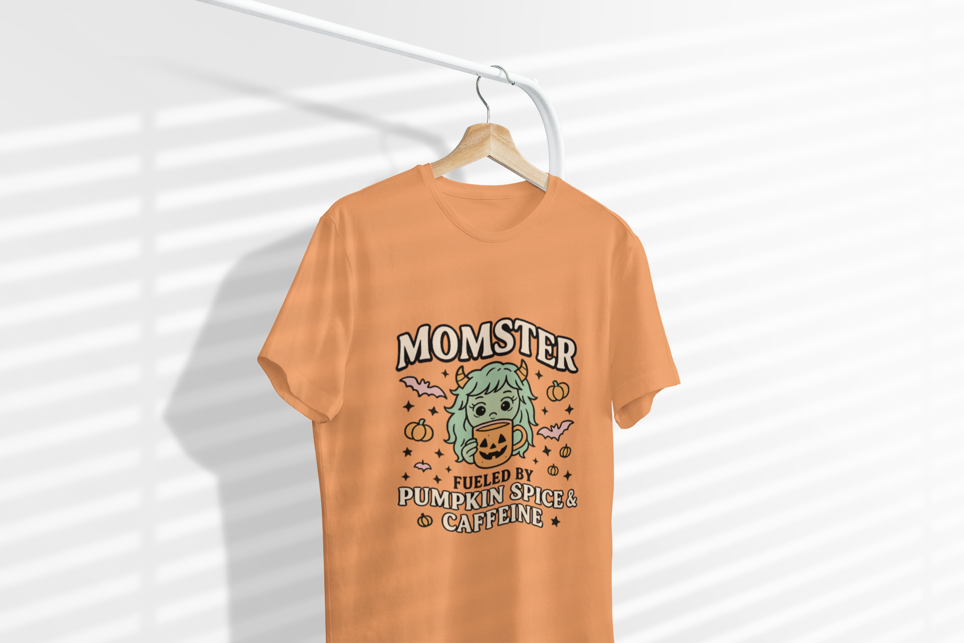 Momster Fueled by Pumpkin Spice & Caffeine – Halloween T-Shirt