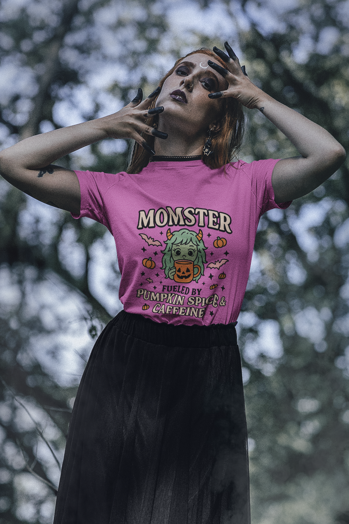 Momster Fueled by Pumpkin Spice & Caffeine – Halloween T-Shirt